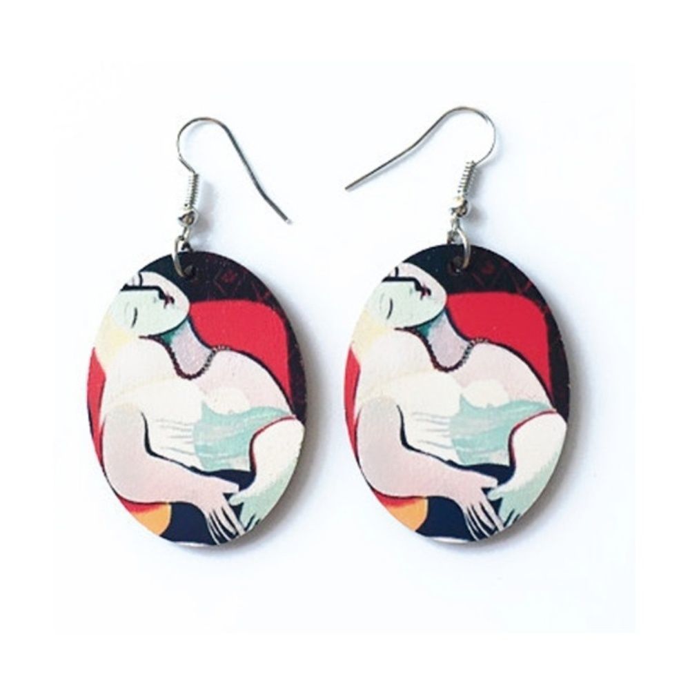 Vintage Picasso Oil Painting Drop Earrings
